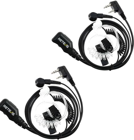 Retevis Walkie Talkie Kopfhörer, 2-poliges Funkgeräte Headset, Ohrhörer Schallschlauch kompatibel mit Kenwood Two Way Radio RT24 RT27 RT617 (2 Stück)