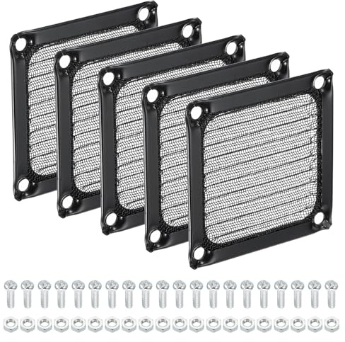 PATIKIL 60mm Computer Fan Filter Grill with Screws, 5 Pack Aluminum Frame with Stainless Steel Mesh Dustproof Case Cover for Computer, Ventilator, Black