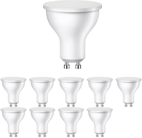 ledscom.de 10 bombillas LED GU10, PAR16, blanco cálido (2800 K), 0,5 W, 49lm, 100°, mate
