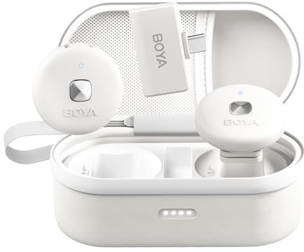 BOYA Omic-D-W Micrófono Lavalier inalámbrico para iPhone, cancelación de ruido, duración de la batería de 5 horas, transmisión de 164 pies, micrófono inalámbrico Lightning para grabación de video,