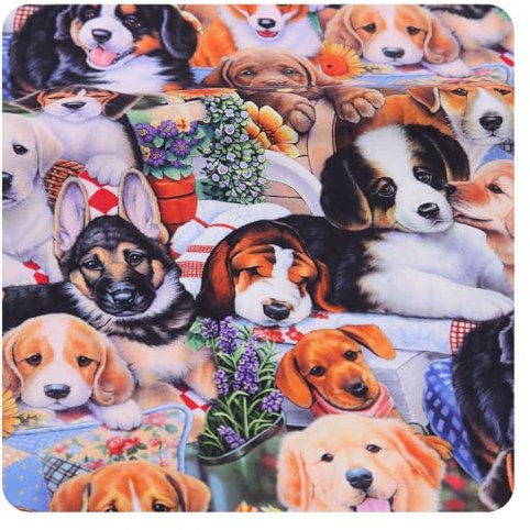 BrightGlow Tiere Stoff für Kinder Animal Print mit Hunde Motiven Katze Bedruckte Stoff Patchwork Baumwollstoff Patchwork Stoffe DIY Baumwoll Cartoons Gedruckt Craft Stoffe für DIY Nähen 5# 90x110cm