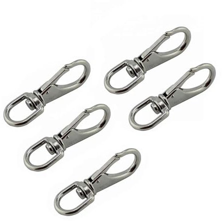 HEXHUASR 5 STÜCKE Edelstahl 304 Wirbelbolzen-Karabinerhaken 69 mm 88 mm Hochleistungsmetall-Edelstahl-Wirbelfeder-Karabinerhaken(88mm-5pcs)