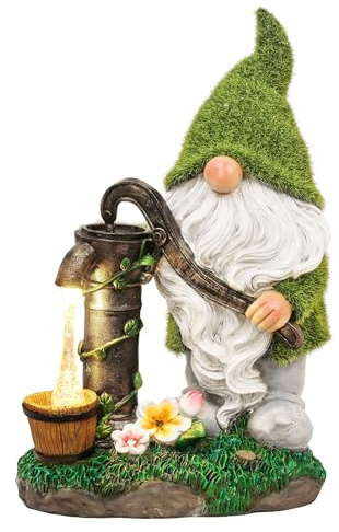 TERESA'S COLLECTIONS Garden Outdoor Decor, Garden Gnomes Decor with Solar Lights, St Patricks Decorations for Outdoor Decor, Waterproof Resin Decorations for Porch Patio, Gift for Dad and Mom, 10