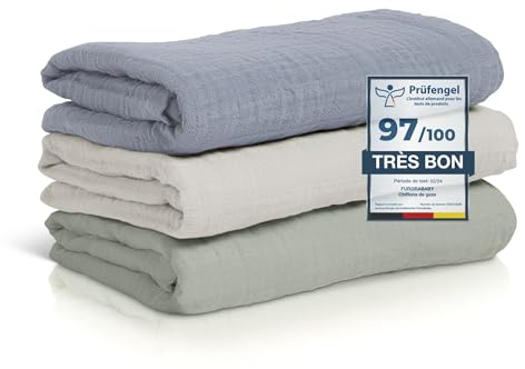 Furora BABY Salviette di garza per bambini 80x80 cm, taglia XL, mussola super morbida, cotone biologico Oeko-TEX 100