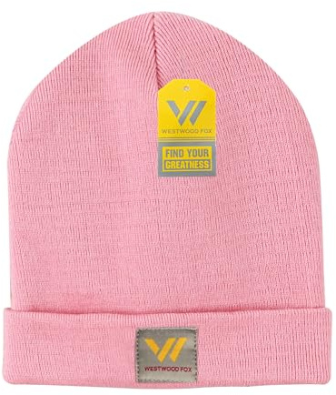 WESTWOOD FOX mössa hatt män kvinnor, stretchig mjuk manschett ullig mössa tjockt varmt foder, löparhatt, termisk herrhatt, varm mysig skalle keps, Rosa, one size