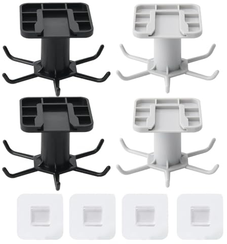 Hinapan 4 ganci da cucina girevoli a 360°, portautensili da cucina con 6 ganci, senza foratura, gancio multiuso per appendere asciugamani, chiavi, utensili da cucina