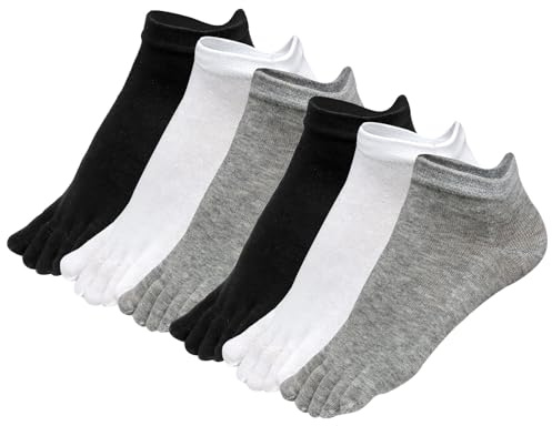 Soleeya 6 Pares Calcetines Dedos Mujer Talla 35-40, Calcetines 5 Dedos Deportes Algodón Calcetines Tobilleros Separadores de Dedos para Mujer (FR/ES, Números, 35, 40, Regular, Regular, A)