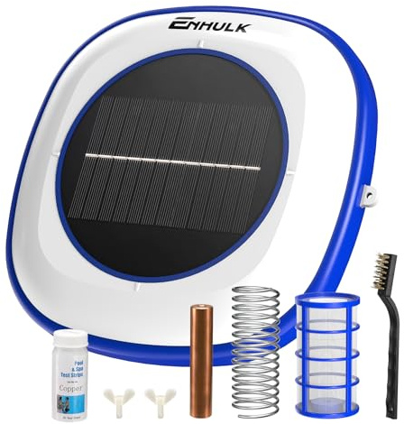 Enhulk Ionizzatore solare PI25, ionizzatore galleggiante in rame per piscine, pulisce piscine fino a 45.000 galloni, ideale per piscine fuori terra, interrate, spa e vasche idromassaggio