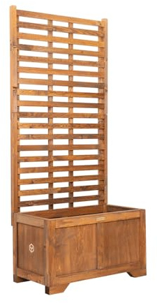 Greenspot - Pflanzkübel mit Sichtschutz - Blumenkübel Outdoor - 80 x 42 x 180 cm, 120 L - aus Holz, Imprägniert, Blumenkasten Balkon, Terrasse, Pflanzkübel Rechteckig - Vintage Palisanderbraun