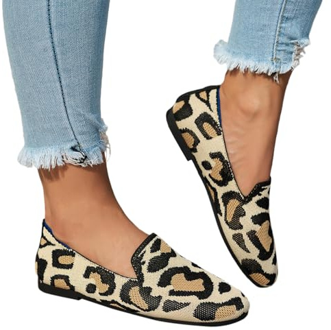 Bastwahl Ballerines Femme Cuir Petit Talon Plates Ballerines Chaussures Loafers Chic À Enfiler Tricotées avec Semelle Souple Classiques Respirantes Sport Pliable pour Les Mariages Et Les Fêtes