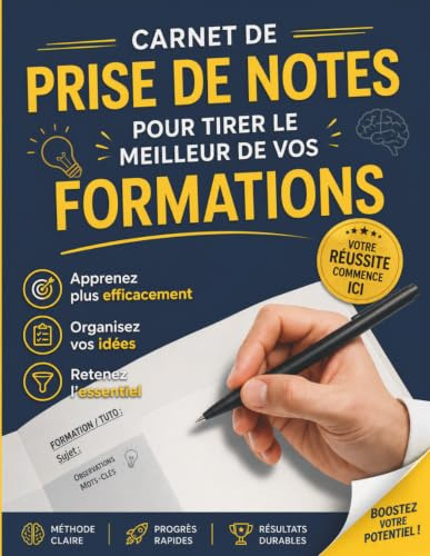 Carnet de Prise de Notes pour Formations & Tutos: Structuration claire & résumés | Format 21,6 x 27,9 cm | Pour apprentissage actif & révisions faciles | Spécial Rentrée & auto-formation