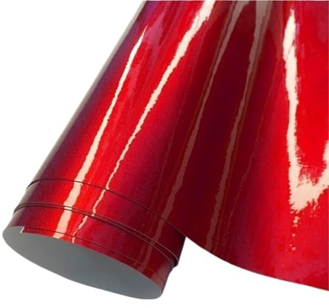 Auto Folie,Carbon Folie Glänzendes rotes metallisches Auto Vinyl Wrap Filmverpackung Folie Auto Aufkleber Aufkleber for Motorcomputermöbel Auto Graphic(Red,152X40 cm)