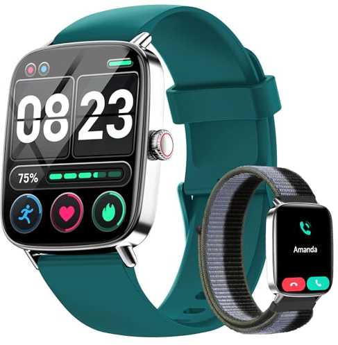 Smartwatch Herren Damen mit Telefonfunktion,1.85 HD Uhren mit Herzfrequenz Schlafmonitor SpO2 Schrittzähler,110+ Sportmodi Fitnessuhr,IP68 Wasserdichte Smart watch Kompatibel für iOS/Samsung/Android