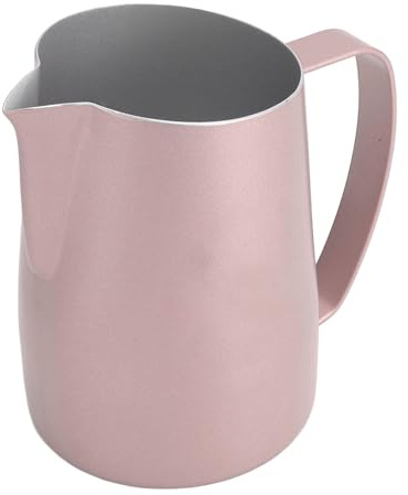 Denash Exquisitos Leche de Acero Inoxidable -Milk -Tup Cup 450 Ml Jarra de Espuma de Capacidad para café con Leche de café, Herramientas de Barista Profesionales (rosa brillante)