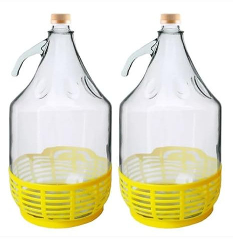 AP Supplies Glass Demijohn 5L, Pack of 2, Yellow Basket