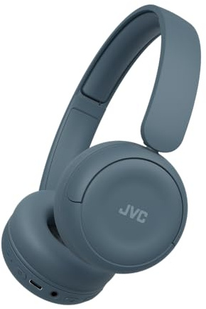 JVC Wireless Headphones with 50H Battery Life, Soft Cushions, Foldable Design, Bluetooth 5.3, Multipoint Connection, App EQ, Built-in Mic – Retro Blue - HAS59WA