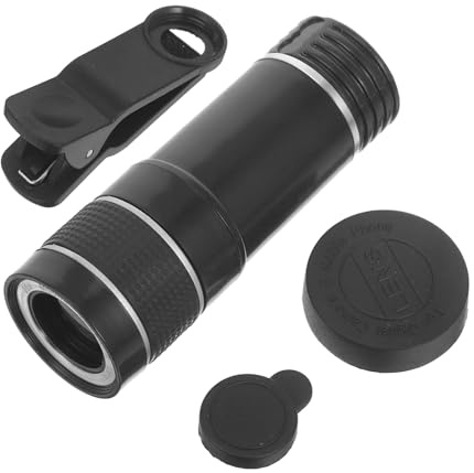 Obiettivo per Telefono Zoom 20x Nero in Plastico Clip | Lente Monoculare, Lunghezza Focale Regolabile, per Bar Phone e Mobile Phone