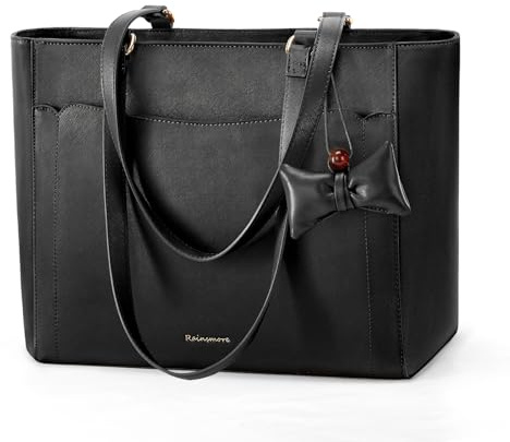 RAINSMORE Handtasche Damen Mit 14 Zoll Leicht Tote Bag Laptopfach | Shopper Tasche，Mit Mehreren Innenfächern zur Organisation, Abnehmbarer Schultergurt, Ideal für Beruf, Studium und Freizeit