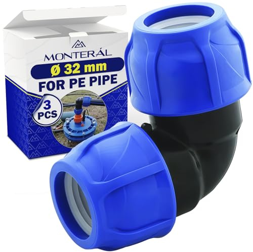3 Raccordo Ø32mm 90° Polipropilene PP per Collegamento Tubo Polietilene PE | MONTERAL