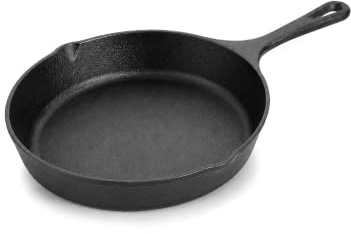 WINSOME Pre Seasoned Cast Iron Skillet | (20 cm) Heat-Retaining Cast Iron Frying Pan with Dual Handles | Skillet Pan with Pouring Lips | Cast Iron Pan for BBQ, Chops, Fajitas & Steaks