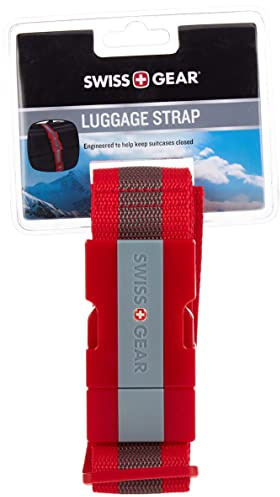 SwissGear Adjustable Luggage Strap with Snap-Lock Buckle - Fits Bags up to 72-Inches, One Size, Red