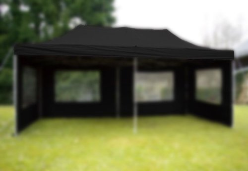 Nexos Pavillondach Ersatzdach Wechseldach für Profi Falt-Pavillon 3x6m - Dachplane 270g/m² PVC-Coating versiegelte Nähte wasserdicht – Farbe: schwarz