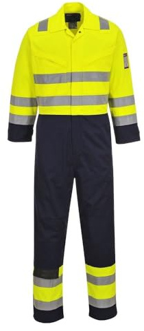 Portwest MV28 Tuta Intera in Modaflame Banda Ignifuga Resistente Duraturo | Giallo/Blu navy, 5XL, EN ISO 20471 Classe 3, EN ISO 11612, Polsini Regolabili, Tasca Porta Metro, Triple Cuciture