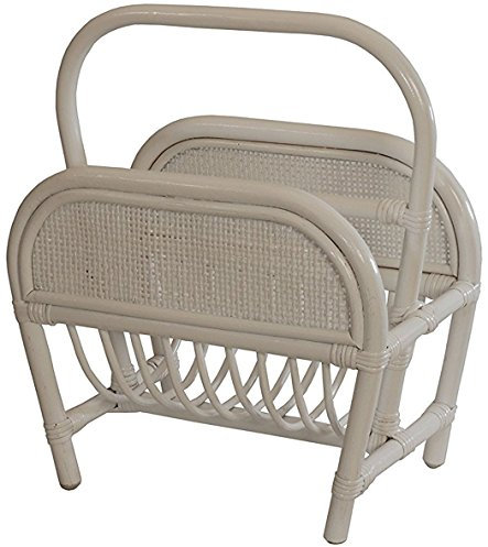 Korb-Outlet Stabiler Zeitungsständer/Magazinsammler aus Rattan in der Farbe Honig (Weiss)