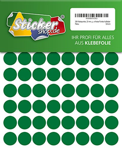288 Klebepunkte, 20 mm, grün, aus PVC Folie, wetterfest, Markierungspunkte Kreise Punkte Aufkleber