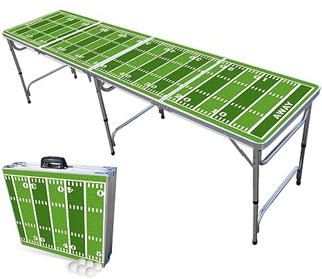 PARTYPONG 8-Foot Folding Beer Pong Table - Football Field Edition (Base Model)