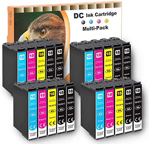 D&C 20x Druckerpatronen Kompatibel für Epson 18 18XL Expression Home XP-102 XP-202 XP-205 XP-212 XP-215 XP-225 XP-302 XP-305 XP-312 XP-315 XP-322 XP-325 XP-402 XP-405 XP-412 XP-415 XP-422 XP-425