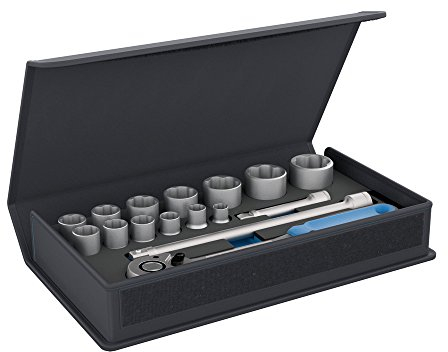 'Gedore TC 19 Mu 10/15 Piece Socket Wrench Set 1/2 Inch in Textile Bag with Carry Handle/Lever Ratchet Spanner/Extension/Universal Joint Sockets/Check Tool System