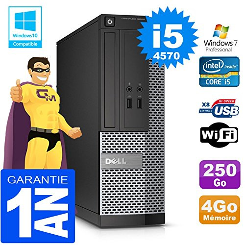 Dell PC 3020 SFF Core I5-4570 Ram 4Go Disque 250 Go Graveur DVD WiFi W7 (Reconditionné)