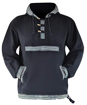 virblatt - Damen & Herren Baja Hoodie | Baumwolle | Vintage Kapuzenpullover Herren Hippie Pullover Ethno Sweatshirt Goa