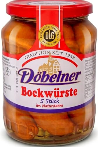 Döbelner Bockwürste im Naturdarm 5×80 g – Herzhaft-deftige Würstchen