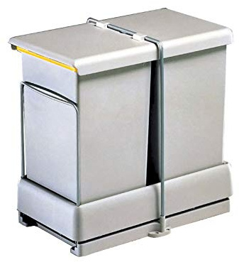 Poubelle coulissante - 2 bacs - 28 l - hauteur 420 mm - Nombre de seaux : 2 - Décor : Gris - Contenance : 28 L - Pour caisson de largeur : 350 mm - Hauteur : 420 mm - Profondeur : 440 mm - Largeur : 2