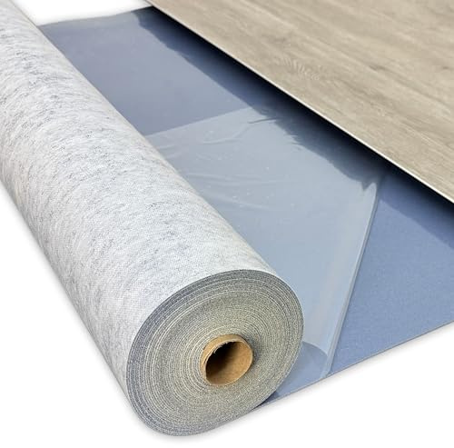 uficell® VinoSoundFix Vinylunterlage und Designboden Trittschalldämmung - Stärke: 1,5 mm - 400 kPa Druckfestigkeit - Selbsthaftende Tritt- und Gehschalldämmung für Klick Vinylboden (40 m² - 4 Rolle)