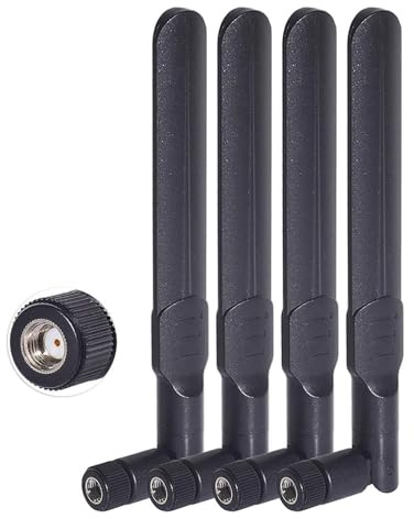 Bingfu Dual Band WiFi 2.4GHz 5GHz 5.8GHz 8dBi MIMO RP-SMA Male Antenna (4-Pack) for WiFi Router Wireless Network Card USB Adapter Security IP Camera Video Surveillance Monitor