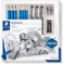 STAEDTLER Zeichen Set, Komplett-Set mit 4 Premium Bleistiften, 3 Premium Jumbo-Bleistiften, 3 schwarzen Finelinern, 1 Radierer, 1 Doppel-Spitzer und Step-by-Step Anleitungen, 61 100