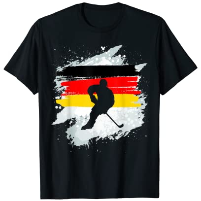 Eishockeyspieler mit coolen Deutschland Farben T-Shirt
