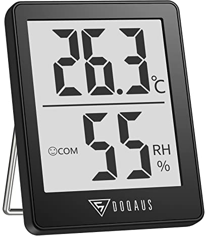 DOQAUS Raumthermometer Innen, Digitales Mini Thermo-Hygrometer Hohe Genauigkeit Temperatur und Luftfeuchtigkeitsmessgerät mit Smiley-Indikator, für Innenraum, Babyraum Luftfeuchtigkeit Messen