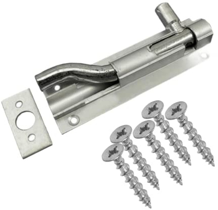 Aluminum Door Bolts Cranked Door Bolts 75mm 3 Inch Door Latch with Screws Tower Bolt Locks for Bedroom Bathroom Toilet Shed Gate Cupboards and Cabinets Pack of 1.