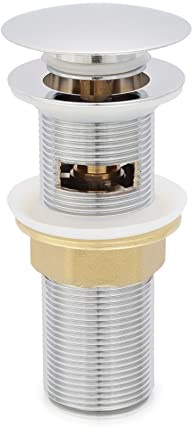 Piletta di Scarico Click-Clack Universale Con Troppo Pieno per Lavabo e Bidet 1 1/4 Ottone Cromato Ideale per Mensole Sospese e Lavabi da Appoggio mod. Noana
