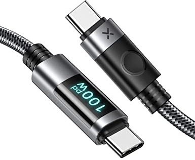 iDsonix Cable USB C a USB C con pantalla LED, 5A PD100W Cable de carga súper rápida Tipo C a tipo C Cable de carga (4.92FT/1.5M) para Mac iPad Thunderbolt Samsung Galaxy Switch PS5 Dispositivo USB C