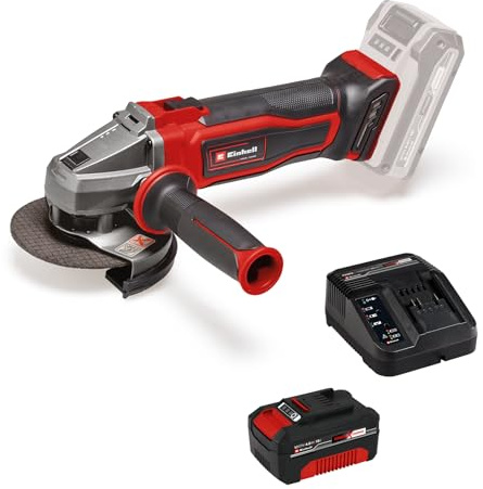 Einhell Akku-Winkelschleifer TE-AG 18/115 Q Li Power X-Change (18V, 115 mm Scheibendurchmesser, 28 mm Schnitttiefe, Quick Fix Nut, ohne Trennscheibe, inkl. 4,0 Ah Akku und Ladegerät)