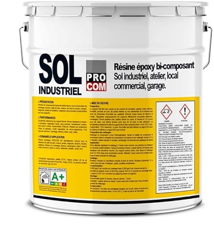 Peinture époxy sol industriel et garage, trafic intensif - Résine Époxy Sol PROCOM Kit 5 Kg