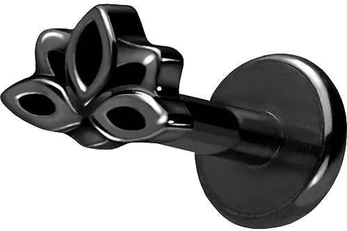PIERCINGLINE Titan Labret mit Push Fit LOTUSBLÜTE Piercing Ohr Helix Tragus Conch Farb & Größenauswahl