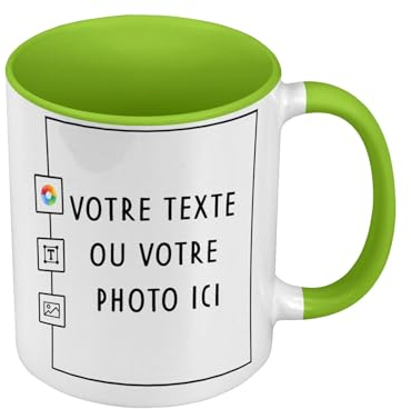 Tazza di colore di qualità premium verde, personalizzabile con la tua immagine e il tuo testo, tazza con manico e interno di colore