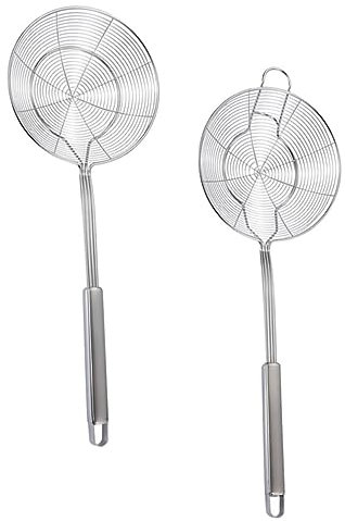 Mikinona 2piezas Colador De Acero Inoxidable Cuchara Ranurada Para Pasta Cucharas De Cocina Para Fritos Colador Para Cocina y Filtrado De Alimentos
