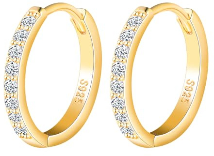 MOOFUN Örhängen silver 925 kreoler stora 14 mm örhänge solida damer örhängen små zirkonia örhängen örhängen för mamma bästa vän tonåring flicka syster kvinnor gåva födelsedagspresent, Sterlingsilver